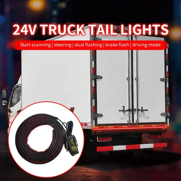 24V Factory High-Brightness Waterproof LED Strip Lights Multi-Functional Tail Fins Flowing Light Effects for Trucks Lorries New