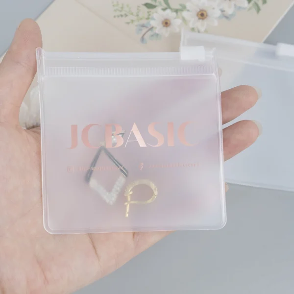 Custom Logo Print Jewelry Small Matte Ziplock Bags Frosted Pvc Zip Lock Bag for Bracelet Earring Necklace Ring