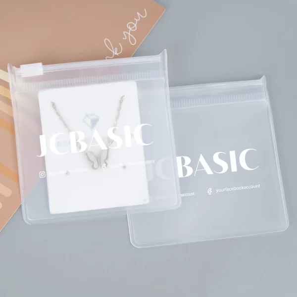 Custom Logo Print Jewelry Small Matte Ziplock Bags Frosted Pvc Zip Lock Bag for Bracelet Earring Necklace Ring