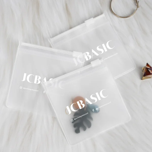 Custom Logo Print Jewelry Small Matte Ziplock Bags Frosted Pvc Zip Lock Bag for Bracelet Earring Necklace Ring