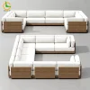Luxury Outdoor Furniture All Weather Hotel Teak Garden Sofa Set Contemporary Style Patio Furniture Set Corner Modular Sofas Sets