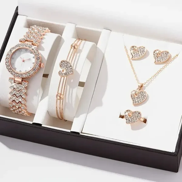 F-2 High Quality Ladies Quartz Watches Diamond Silver 5pcs Jewelry Set 30mm Case Buckle Clasp Glass Pointer F-2 High Quality Ladies Quartz Watches Diamond Silver 5pcs Jewelry Set 30mm Case Buckle Clasp Glass Pointer
