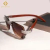Luxury BaguetteCut Moissanite Diamond Sunglasses Rimless Glasses  Iced Out 925 Silver Outdoor Sunglasses