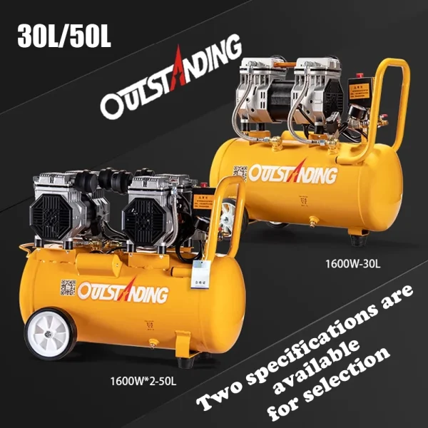 Small Silent 30L/50L Oil-Free Air Compressor Pump New 220V Pneumatic Heat Press Machine Gas Supply Equipment