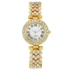 Fashion  Luxury Watch Bling Bling Full Crystals Lady Watches Crystal Rose Gold Bracelet Souvenirs Gift Sets