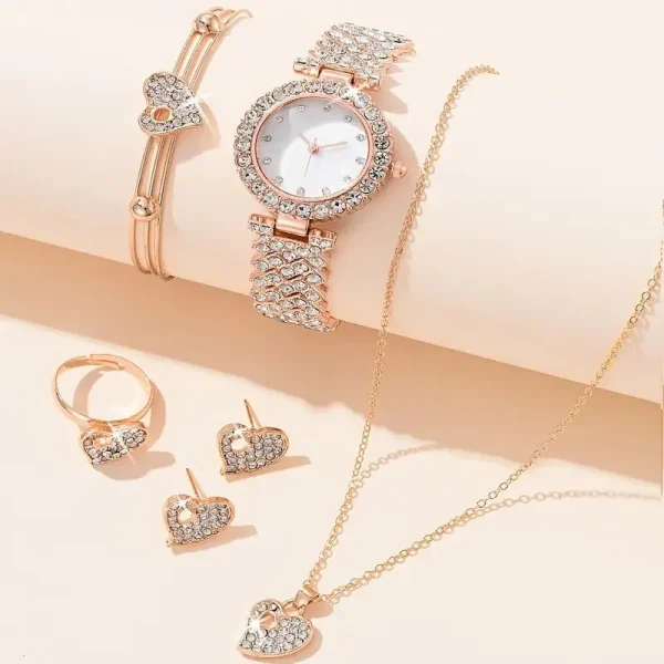 F-2 High Quality Ladies Quartz Watches Diamond Silver 5pcs Jewelry Set 30mm Case Buckle Clasp Glass Pointer F-2 High Quality Ladies Quartz Watches Diamond Silver 5pcs Jewelry Set 30mm Case Buckle Clasp Glass Pointer