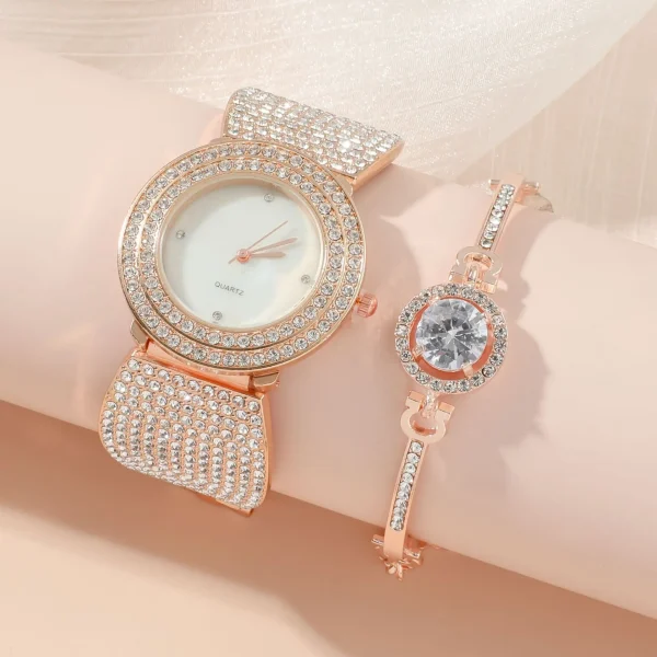 In Stock! 5pcs/box Luxury Watches Reloj Mujer Women Fashion Necklace Bracelet Earring Ring Watches for Women Watch Gift Set