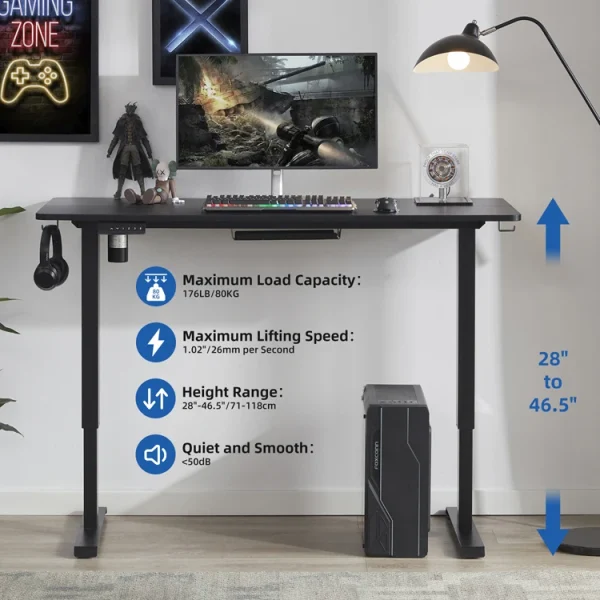 Electric Sit Stand Motorized Lift Work Table Height Adjustable Bureau Elevating Office Computer Rising Standing Desk for Home