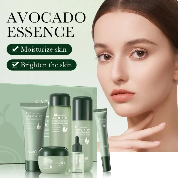 Private Logo Beauty Organic Serum Avocado Lightening Whitening Set Skincare Products Lotion Moisturizer Face Wash Skin Care Set
