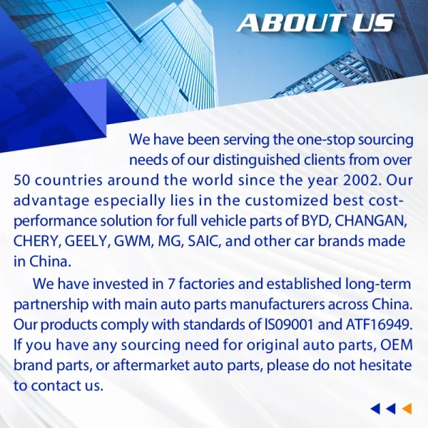 Wholesale Chinese Car All Auto Spare Parts High Quality Factory Auto Whole Vehicle Parts Accessories for Great Wall Chery Geely