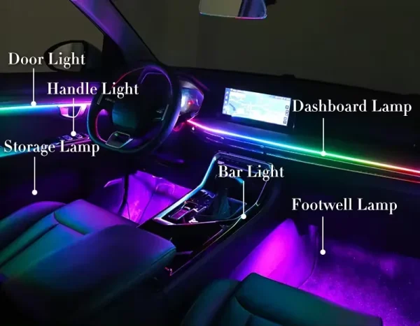 Handles Smart Multicolor Rgb Symphony Acrylic Led Car and Universal  Car Dynamic Chasing Ambient Light of Ambient Lighting Car