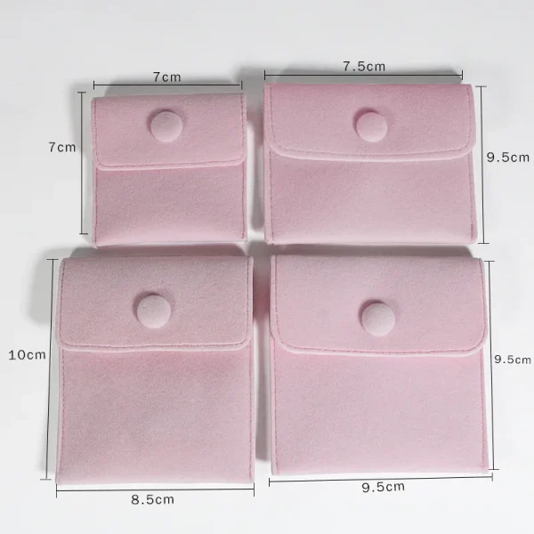 Wholesale Custom Logo Printed Small Envelope Flap Jewelry Pouch Luxury Suede Necklace Earring Ring Jewelry Bag With Bow Knot