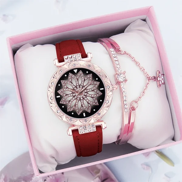 Female Watches Crystal Bracelet Set Ladies Casual Quartz Wristwatch Set Kol Saati 2022 Hot Selling Colorful Luxury Glass Women