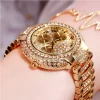 New Trendy Gold Women Luxury Sport Wrist Watch Shiny Lady Diamond Jewelry Watches Design for Girls