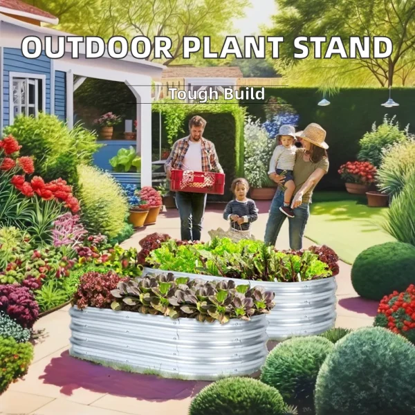 Premium Steel Galvanized Eco-Friendly Outdoor Raised Garden Bed with Customizable Size for Home Flower Pots & Planters