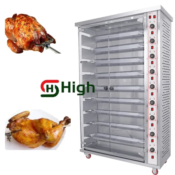 3 6 9 Rod Stainless Steel Gas Rotisserie Commercial Chicken Rotisserie Machine Rotary Grill Rack for Restaurant Oven Roasting