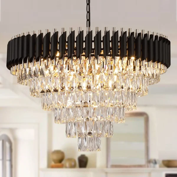 OEM Customized Modern Decoration Indoor Lighting Crystal Pendant Light Chandelier Round Ceiling Lamp for Indoor Home Lighting