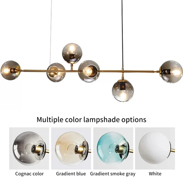 Artistic Cognac-Colored Multi-Head Pendant Light Long-Stem Chandelier for Living Rooms Clothing Stores Restaurants and Bars