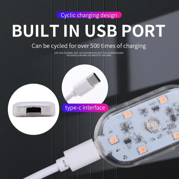 Colorful Mini Rgb Lights Rechargeable Mini LED Car USB Light Car Reading LED Atmosphere Interior Decorative Touch Sensor Light