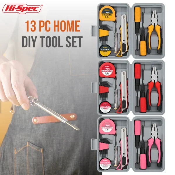 Hot-Selling 13pc Small Household Basic DIY Hand Tools Set Home Tool Kit in a Portable Tool Case for Online Retail