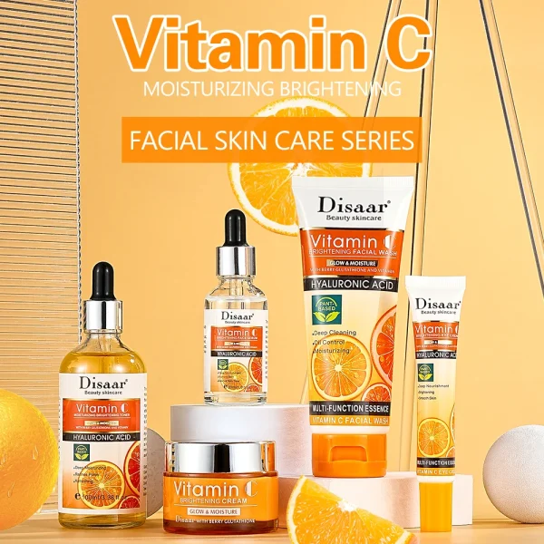 Disaar Wholesale Bright Vitamin C Skin Care Set(new) Beauty the Best 5 in 1 Face Wash Serum Toner Cream and Eye Cream