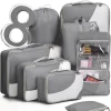 YOUK 8-Piece Sport Portable Luggage Packing Organizers Fashionable Zipper Suitcase Storage Cases Folding Travel Organizers