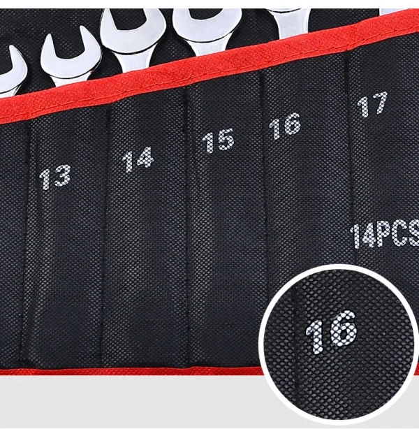 14 in 1 8-24mm Wrench Set Tools Raised Rib Mirror Matte Open End Wrench Multi-functional Car Repair Tool Set Portable Hand Tools