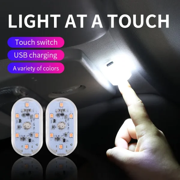Colorful Mini Rgb Lights Rechargeable Mini LED Car USB Light Car Reading LED Atmosphere Interior Decorative Touch Sensor Light