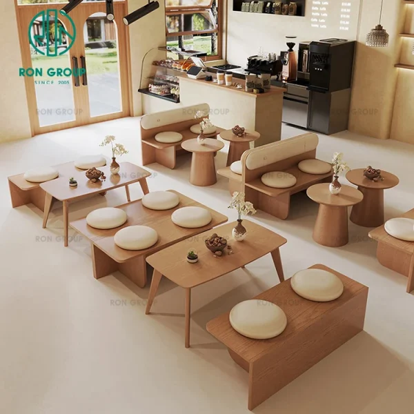 Coffee Shop Wooden Cafe and Restaurant Bench Sofa Booth Seating Set Chair and Table Furniture Coffee Shop Wooden Cafe and Restaurant Bench Sofa Booth Seating Set Chair and Table Furniture