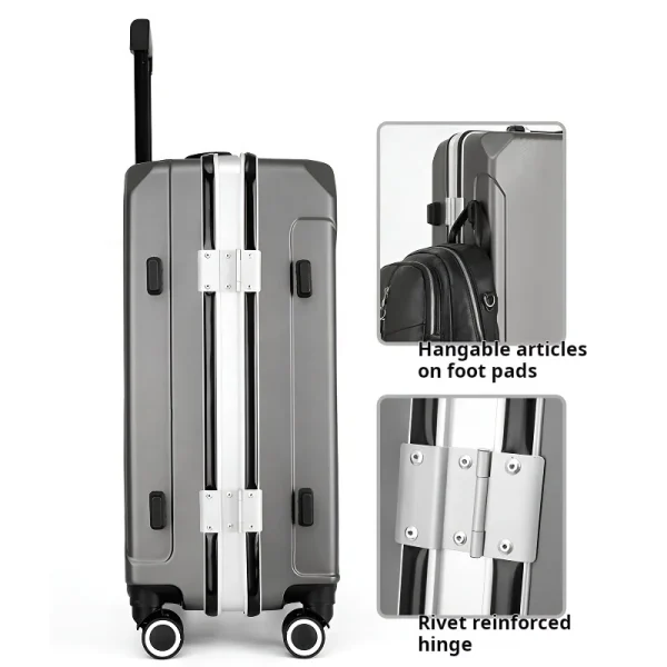 PC Aluminum Luggage Carry on Luggage Suitcases 20/24/28 Inch Trolley Travelling Bags With USB Aluminum Suitcase Gift Box Female