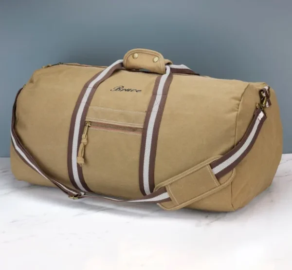 Personalised Custom Bag Manufacturer Embroidery Sports Travel Large-capacity Bag with Retro Hand-held Crossbody Canvas Handbag