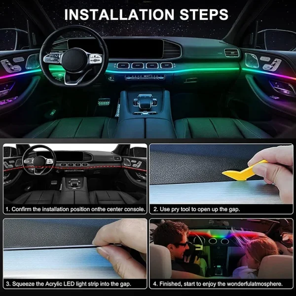 Handles Smart Multicolor Rgb Symphony Acrylic Led Car and Universal  Car Dynamic Chasing Ambient Light of Ambient Lighting Car