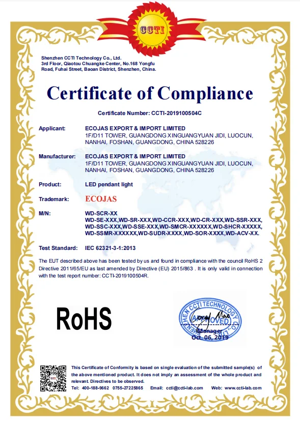 ECOJAS Supplier Wholesale Lustre Interior Living Room Dining Decorative Hanging Lighting Chandelier