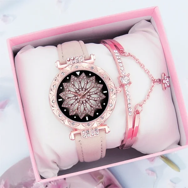Female Watches Crystal Bracelet Set Ladies Casual Quartz Wristwatch Set Kol Saati 2022 Hot Selling Colorful Luxury Glass Women