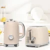 Food Grade Retro Style Home Appliance Sets Stainless Steel Electric SS304 Kettle and Toaster Set (2pcs)