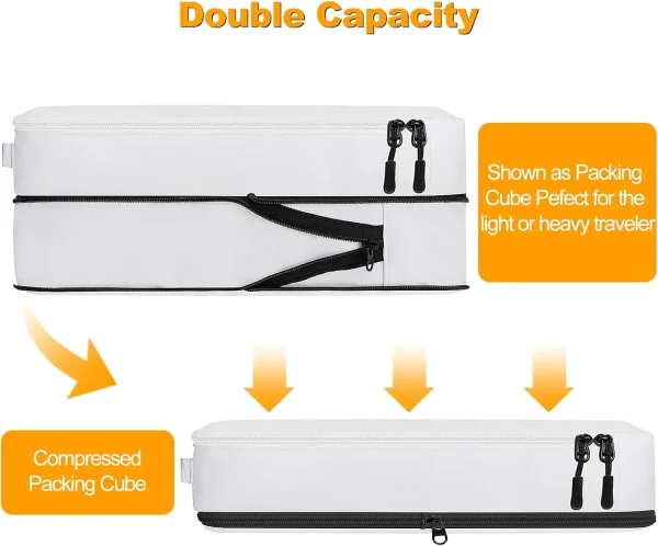 8 Set Portable Compression Packing Cubes Zipper Closure Waterproof Luggage Organizers for Travel for Carry-On Checked Baggage