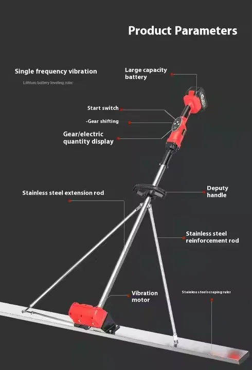 OEM 1.0m Electric Lithium Concrete Vibrator Screed Leveling Bull Float Finishing Trowel Ruler Scraper Construction Machinery