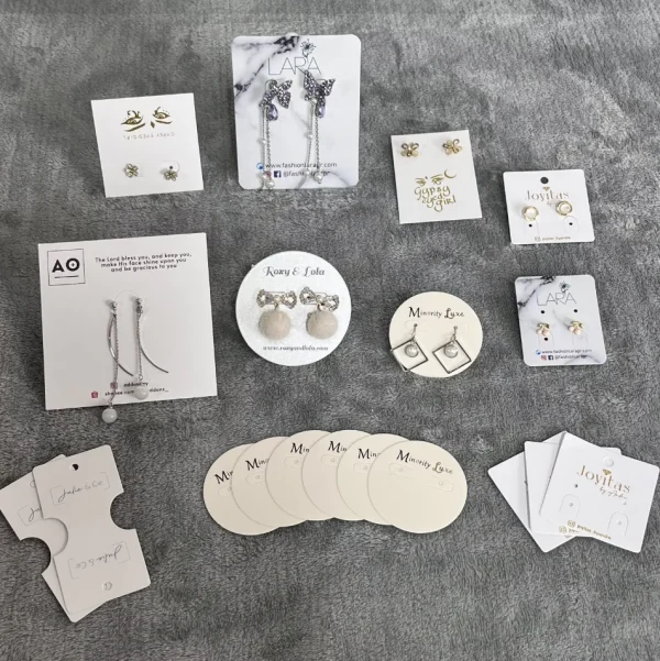Designer White Cardboard Custom Logo Printing Necklace Earring Packaging Display Paper Card Holder