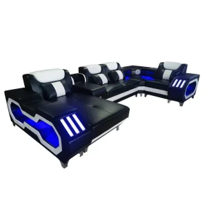 Hot Sale Easy Modular Durable High Quality Modern Music USB Technology Verity LED Light Leather Living Room Furniture Set Sofa Hot Sale Easy Modular Durable High Quality Modern Music USB Technology Verity LED Light Leather Living Room Furniture Set Sofa