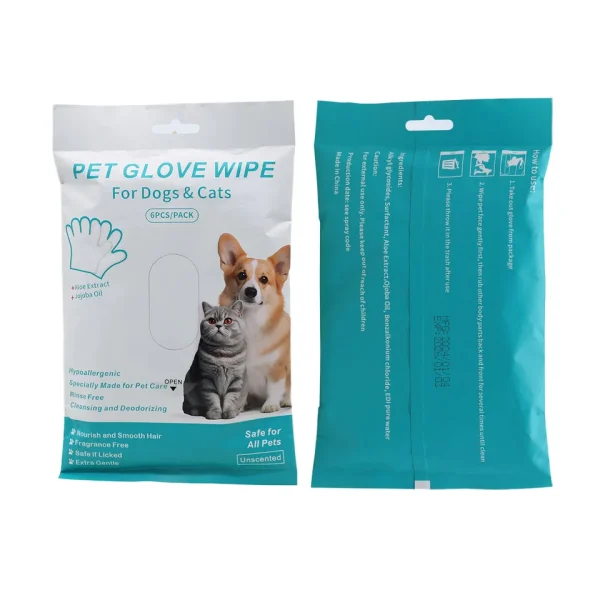 Wholesale Factory  Custom Brand Pet Grooming Cleaning Wipes Pets Care Gloves Wet Wipes Daily Cleaning for Cats and Dogs