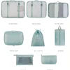 8Pcs Fabric and Oxford Sport Style Travel Storage Organizer Luggage Set Packing Cubes Clothes Bag with Zipper Closure