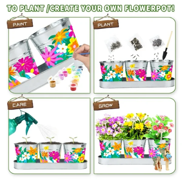 Kids Flower Planting Growing Tools Kits Paint and Plant Garden Tools Set Arts & Crafts Make Your Own Planter Educational Toy Kids Flower Planting Growing Tools Kits Paint and Plant Garden Tools Set Arts & Crafts Make Your Own Planter Educational Toy