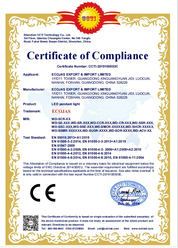 ECOJAS Supplier Wholesale Lustre Interior Living Room Dining Decorative Hanging Lighting Chandelier