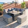 All-Weather PE Rattan 5-Piece Outdoor Patio Furniture Set, Durable Sectional Sofa Chair and Table Set for Garden Porch Poolside All-Weather PE Rattan 5-Piece Outdoor Patio Furniture Set, Durable Sectional Sofa Chair and Table Set for Garden Porch Poolside