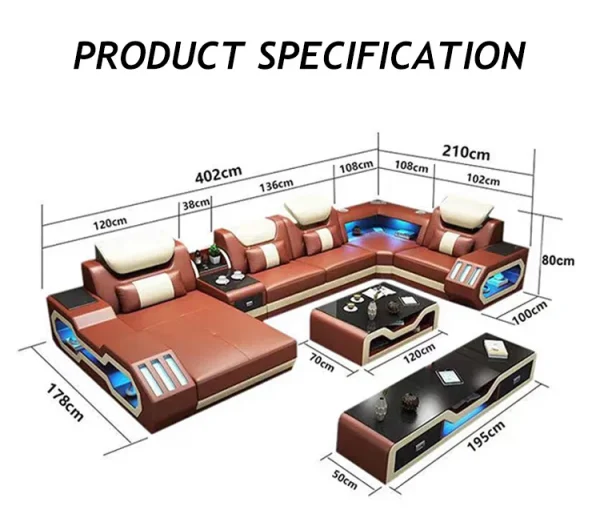 Hot Sale Easy Modular Durable High Quality Modern Music USB Technology Verity LED Light Leather Living Room Furniture Set Sofa Hot Sale Easy Modular Durable High Quality Modern Music USB Technology Verity LED Light Leather Living Room Furniture Set Sofa