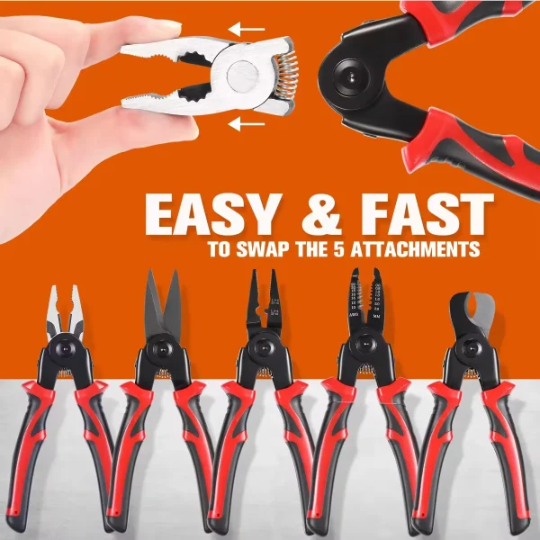 Multipurpose 8 Inch 5 in 1 Plier Tool Set 1pc Cable Cutters Wire 1pc Stripper 1pc Crimping Plier 1pc Linesman Pliers 1pc Scissor