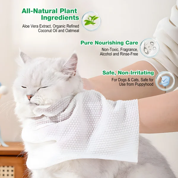 Oimmal Hot Sale Natural Pet Care Coconut Oil Hypoallergenic Gloves Wipes for Pet Cleansing Deodorize