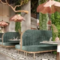 Top Class Design U Shape Design Velvet Upholstery 4 Seat Banquet Booth Seating Coffee Table and Chair Set