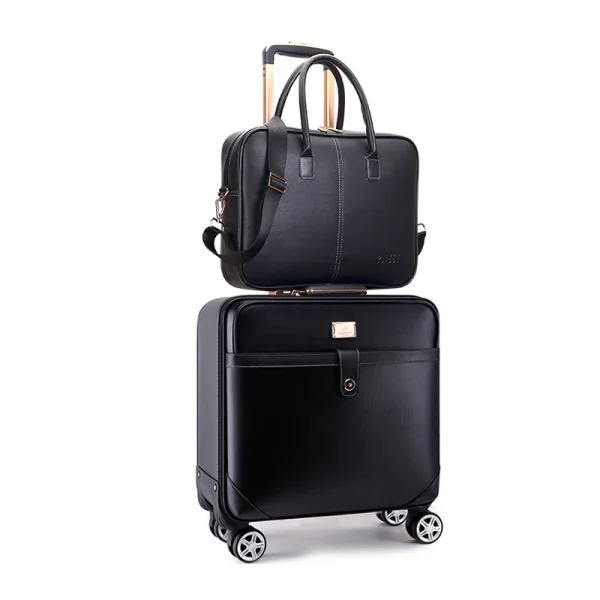 Popular Durable PU Leather Luggage Scratch Proof PVC Leather Luggage Business Suitcase Set Travel Luggage