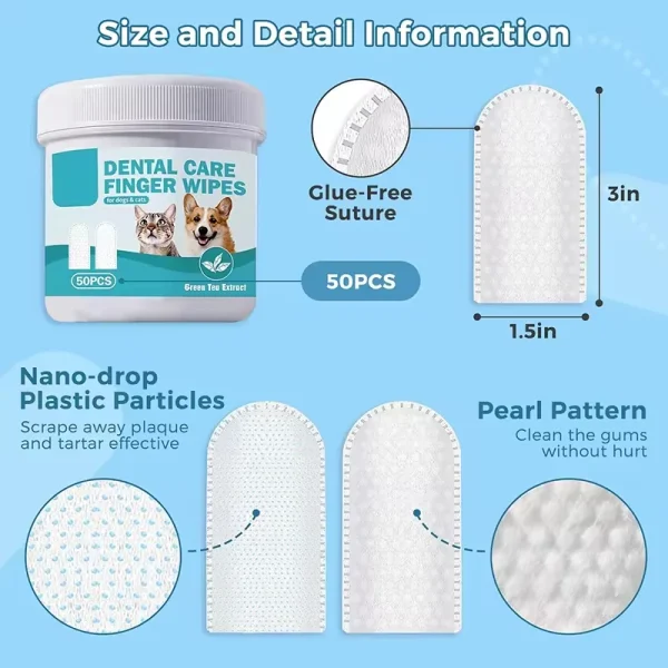 Custom Logo Organic Pet Dental Care Finger Plaque Tooth Wipes for Dogs & Cats